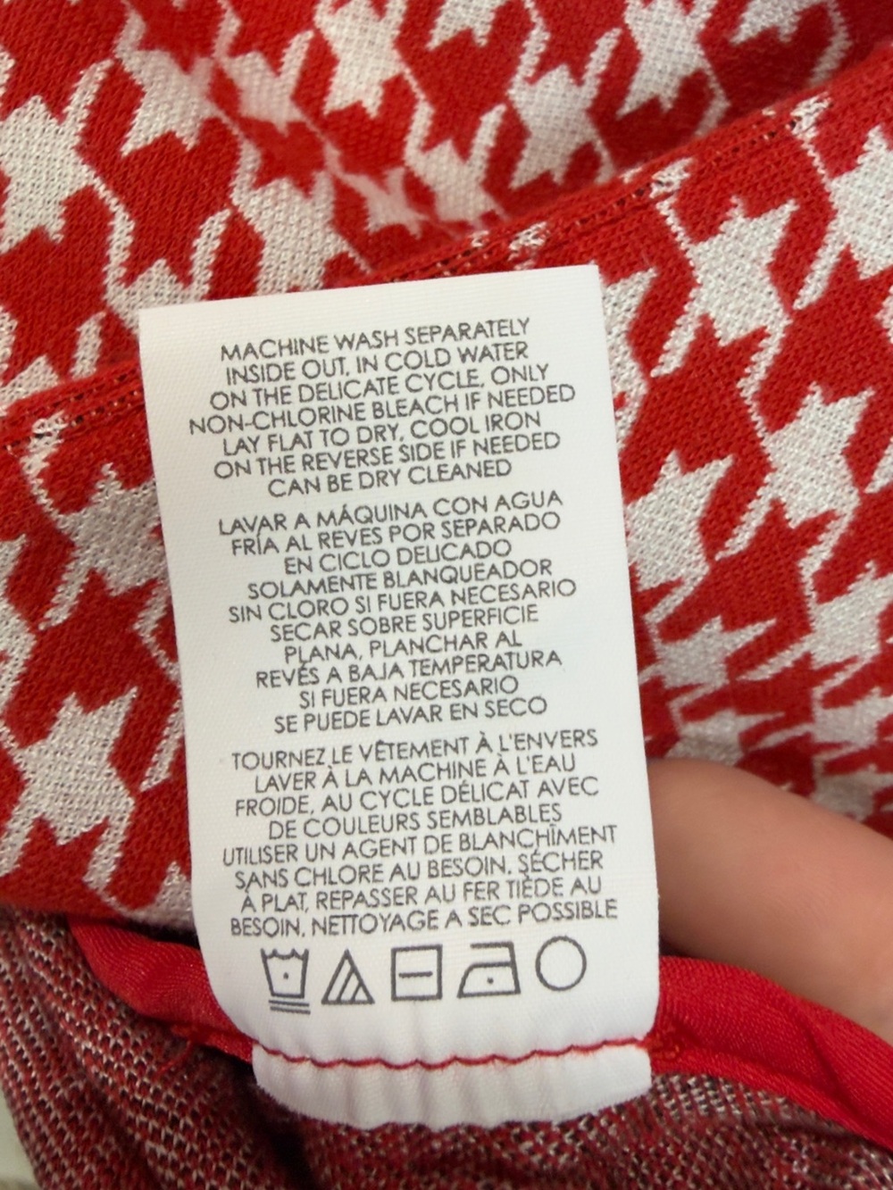 CABI STYLE# 4249 Red & White Houndstooth Jacket - Size L - NWOT! - Picture 8 of 11